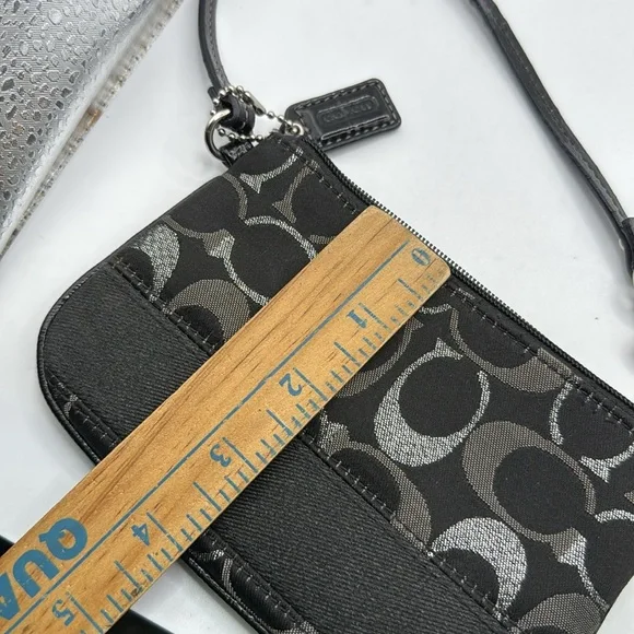 Coach Black Logo Monogram Wristlet Bag Purse Clutch - Picture 16 of 16